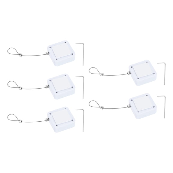 Uxcell Retractable Remote Control Cable Tether (3.3ft / 1M, White)(5 Set) Square Remote Control Security Lanyard Lock Adjustable Locking Leash with Rope Locks, Suit for - TV/Tablets