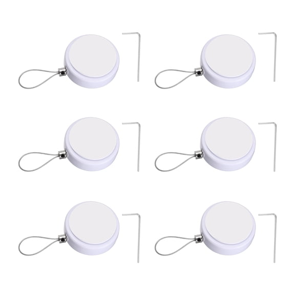 Uxcell Retractable Remote Control Cable Tether (3.3ft / 1M, White)(6 Set) Round Remote Control Security Lanyard Lock Adjustable Locking Leash with Rope Lock, Suit for - TVs/Tablets