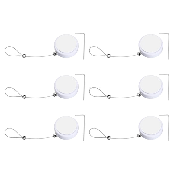 Uxcell Retractable Remote Control Cable Tether (3.3ft / 1M, White)(6 Set) Round Remote Control Security Lanyard Lock Adjustable Locking Leash with Rope Locks, Suit for - TVs/Tablets