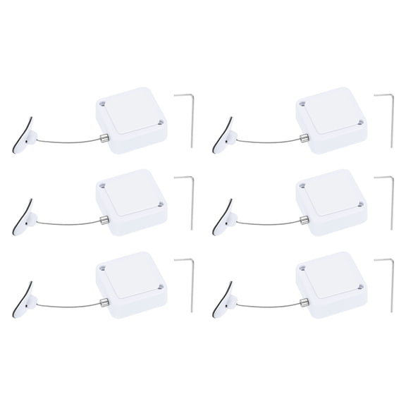 Uxcell Retractable Remote Control Cable Tether (3.3ft / 1M, White)(6 Set) Square Remote Control Security Lanyard Lock Adjustable Locking Leash with Plastic Cap, Suit for - TV/Tablets