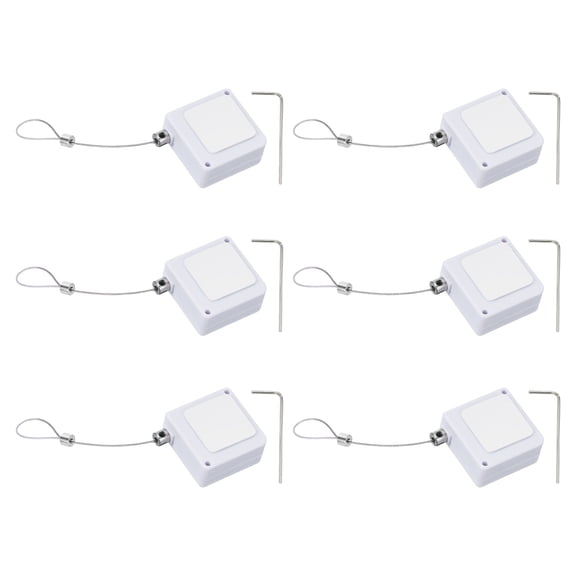 Uxcell Retractable Remote Control Cable Tether (3.3ft / 1M, White)(6 Set) Square Remote Control Security Lanyard Lock Adjustable Locking Leash with Rope Locks, Suit for - TVs/Tablets
