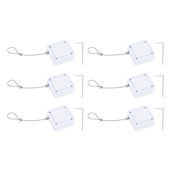 Uxcell Retractable Remote Control Cable Tether (3.3ft / 1M, White)(6 Set) Square Remote Control Security Lanyard Lock Adjustable Locking Leash with Rope Locks, Suit for - TV/Tablets