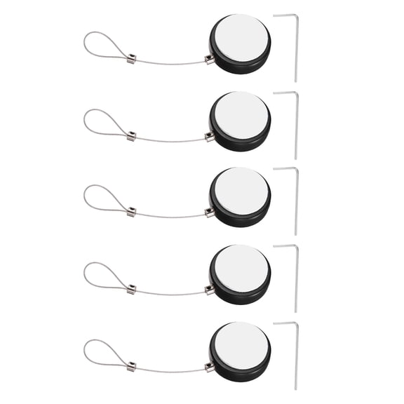 Uxcell Retractable Remote Control Cable Tether (4.9ft / 1.5M, Black)(5 Set) Round Remote Control Security Lanyard Lock Adjustable Locking Leash with Rope Locks, Suit for - TVs/Tablets