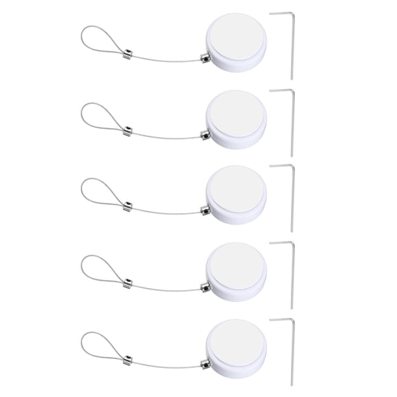 Uxcell Retractable Remote Control Cable Tether (4.9ft / 1.5M, White)(5 Set) Round Remote Control Security Lanyard Lock Adjustable Locking Leash with Rope Locks, Suit for - TVs/Tablets