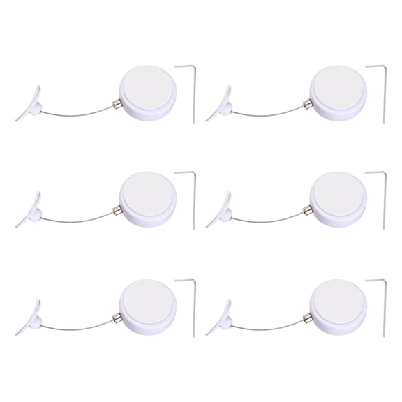 Uxcell Retractable Remote Control Cable Tether (4.9ft / 1.5M, White)(6 Set) Round Remote Control Security Lanyard Lock Adjustable Locking Leash with Plastic Cap, Suit for - TVs/Tablets