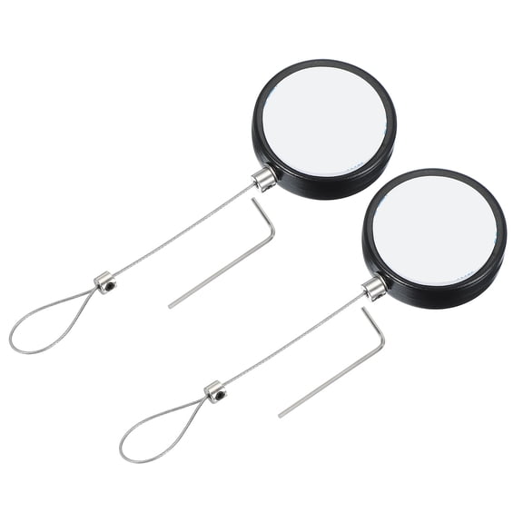 Uxcell Retractable Remote Control Tether, Round Security Cable Lanyard Lock with Double Adhesive Black 5 Ft