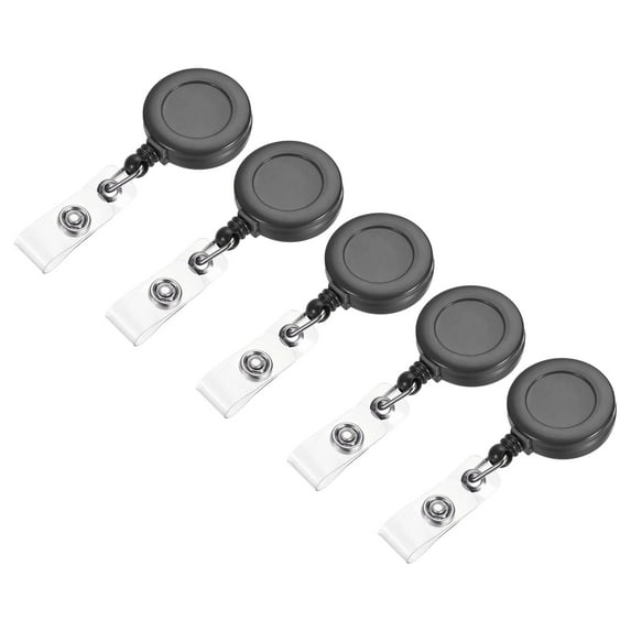 Uxcell Retractable Round Badge Holder Reel with Clip and Strap Black 20 Pack