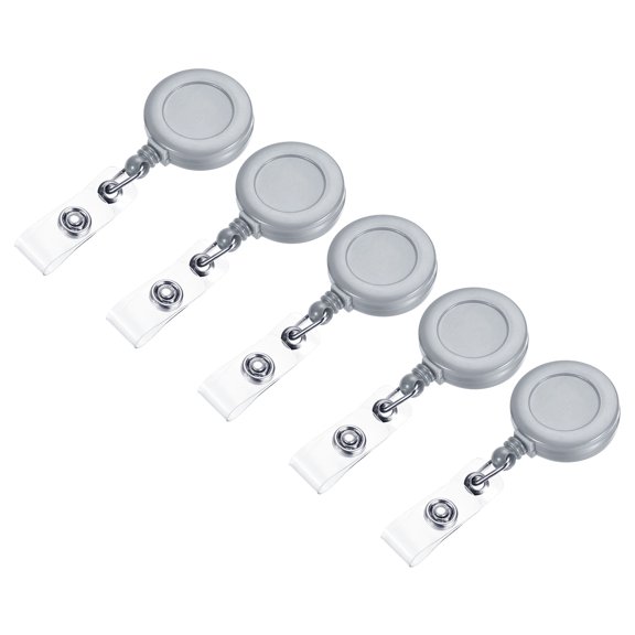 Uxcell Retractable Round Badge Holder Reel with Clip and Strap Grey 10 Pack