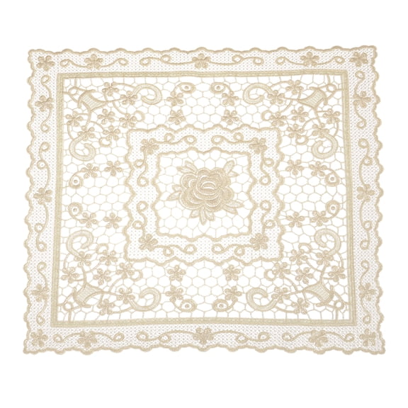 Uxcell Retro Lace Placemat 15x15-in Square Embroidered Table Place Mats French Crochet Doilies Coasters Cup Mat, Brown