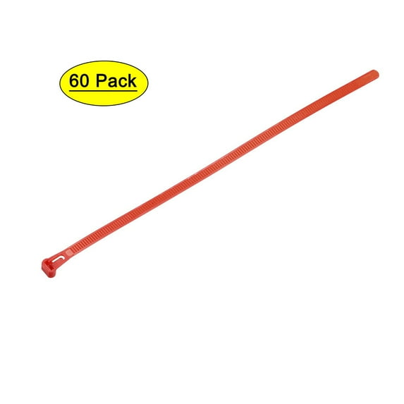 Uxcell Reusable Cable Ties Cable Zip Ties Adjustable Cable Tie Wraps Nylon 17.72" x 0.29" Red 60pcs