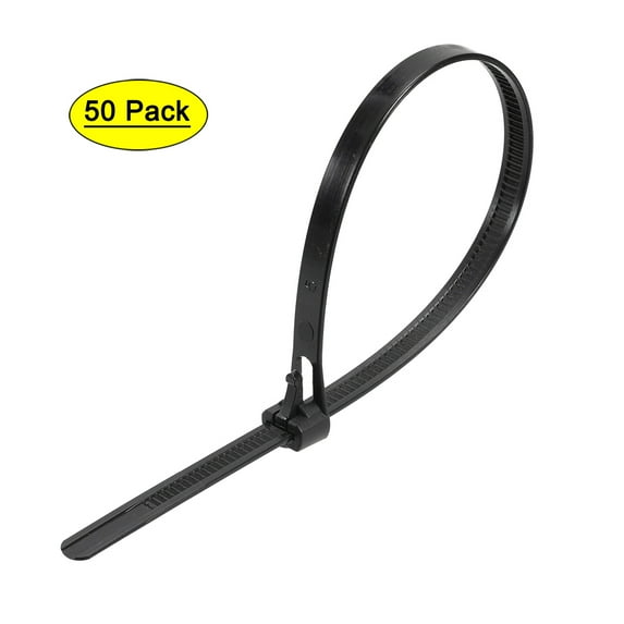 Uxcell Reusable Cable Ties Cable Zip Ties Flexible Cable Tie Wraps Nylon 9.84" x 0.28" Black 50pcs