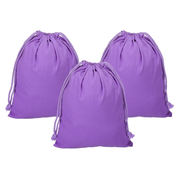 Uxcell Reusable Drawstring Bags, 10x12.6" 3 Pack Multipurpose Storage Pouch, Purple