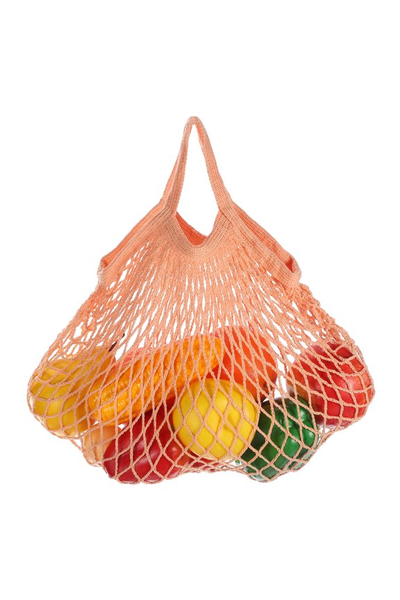 Reusable Mesh Produce Storage Bags Washable Net Portable Fruit Vegetable Bag with Short Handle for Grocery, Dusty Rose