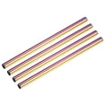 thumbnail image 1 of Uxcell Reusable Metal Straws 4Pcs Stainless Steel Straight Drinking Straw 8.5" Long for Boba Tea Milk Shake Juice Rainbow Color, 1 of 5