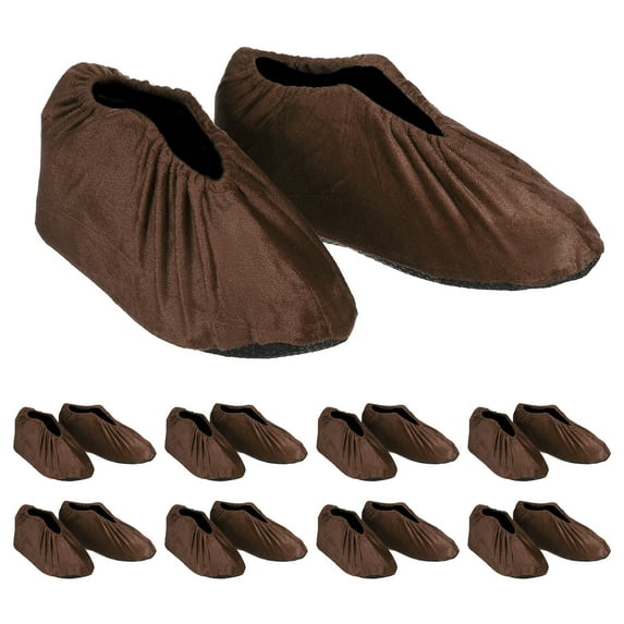 Uxcell Reusable Non Slip Shoe Covers, 10 Pairs Washable Thickened Boot Covers Soft Shoe Protectors, Dark Brown