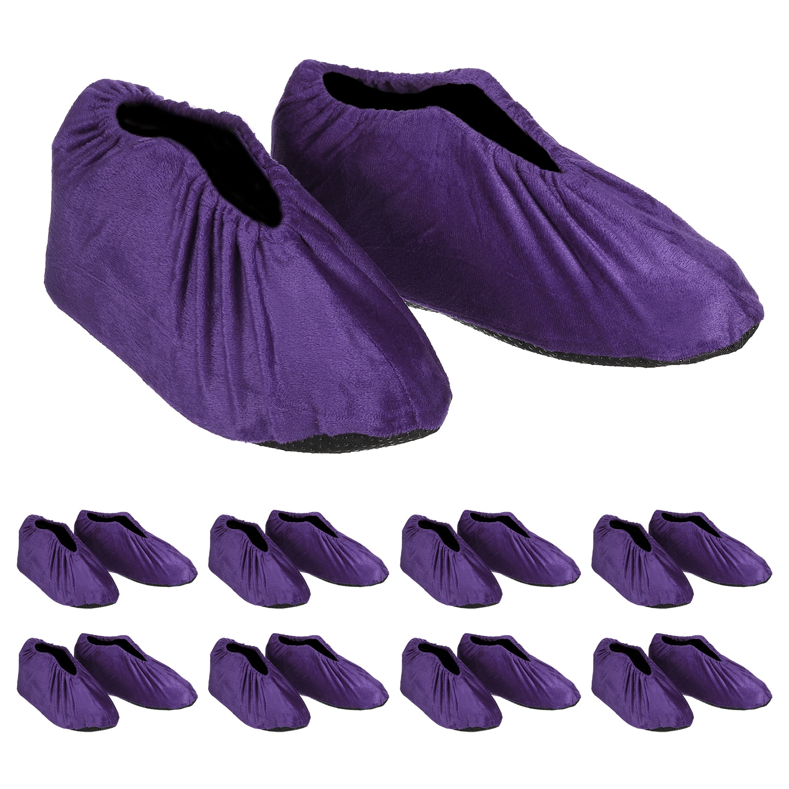 Uxcell Reusable Non Slip Shoe Covers 10 Pairs Washable Thickened Boot Covers Soft Shoe Protectors Dark Purple