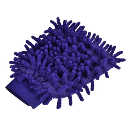 Uxcell Reusable Scratch-Free Cleaning Gloves Microfiber Chenille Mitts, Dark Blue