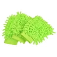 thumbnail image 1 of Uxcell Reusable Scratch-Free Cleaning Gloves Microfiber Chenille Mitts, Green 3 Pack, 1 of 5