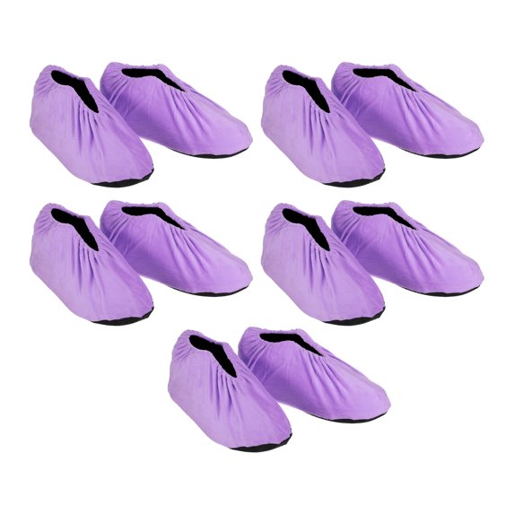 Uxcell Reusable Shoe Covers, Washable Thickened Boot Shoe Covers Non-Slip Shoe Protectors Covers, Light Purple 5 Pair