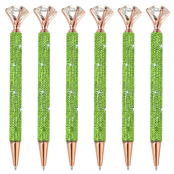 Uxcell Rhinestone Ballpoint Pen, Crystal Diamond Twist Metal Pen Bling Medium Point Black Ink Glitter for Note Taking Green