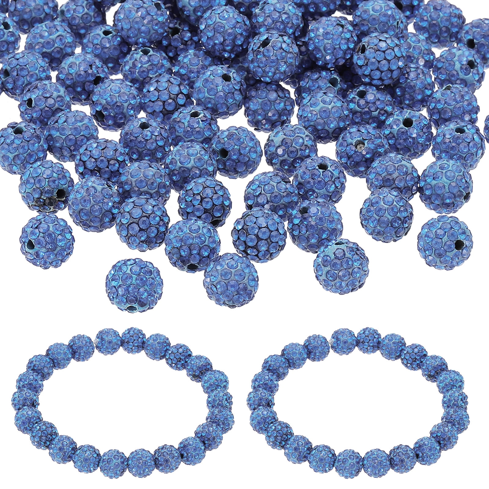 Uxcell Rhinestone Beads, Clay Rhinestone Beads Disco Ball Beads Diamond Spacer Beads Crystal Sparkle Shiny Round 150Pcs Blue 8mm