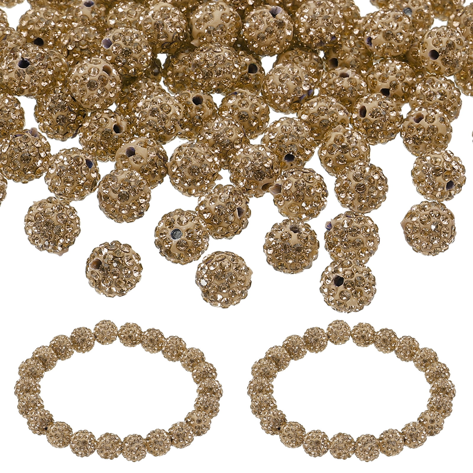 Uxcell Rhinestone Beads, Clay Rhinestone Beads Disco Ball Beads Diamond Spacer Beads Crystal Sparkle Shiny Round 150Pcs Crystal Yellow 8mm