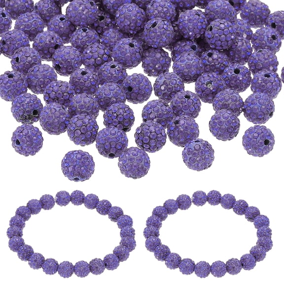 Uxcell Rhinestone Beads, Clay Rhinestone Beads Disco Ball Beads Diamond Spacer Beads Crystal Sparkle Shiny Round 150Pcs Dark Purple 8mm