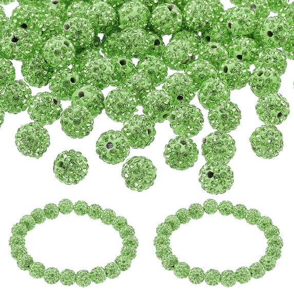 Uxcell Rhinestone Beads, Clay Rhinestone Beads Disco Ball Beads Diamond Spacer Beads Crystal Sparkle Shiny Round 150Pcs Green 8mm