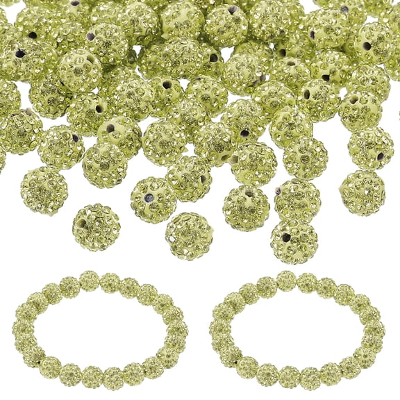 Uxcell Rhinestone Beads, Clay Rhinestone Beads Disco Ball Beads Diamond Spacer Beads Crystal Sparkle Shiny Round 150Pcs Yellow 8mm