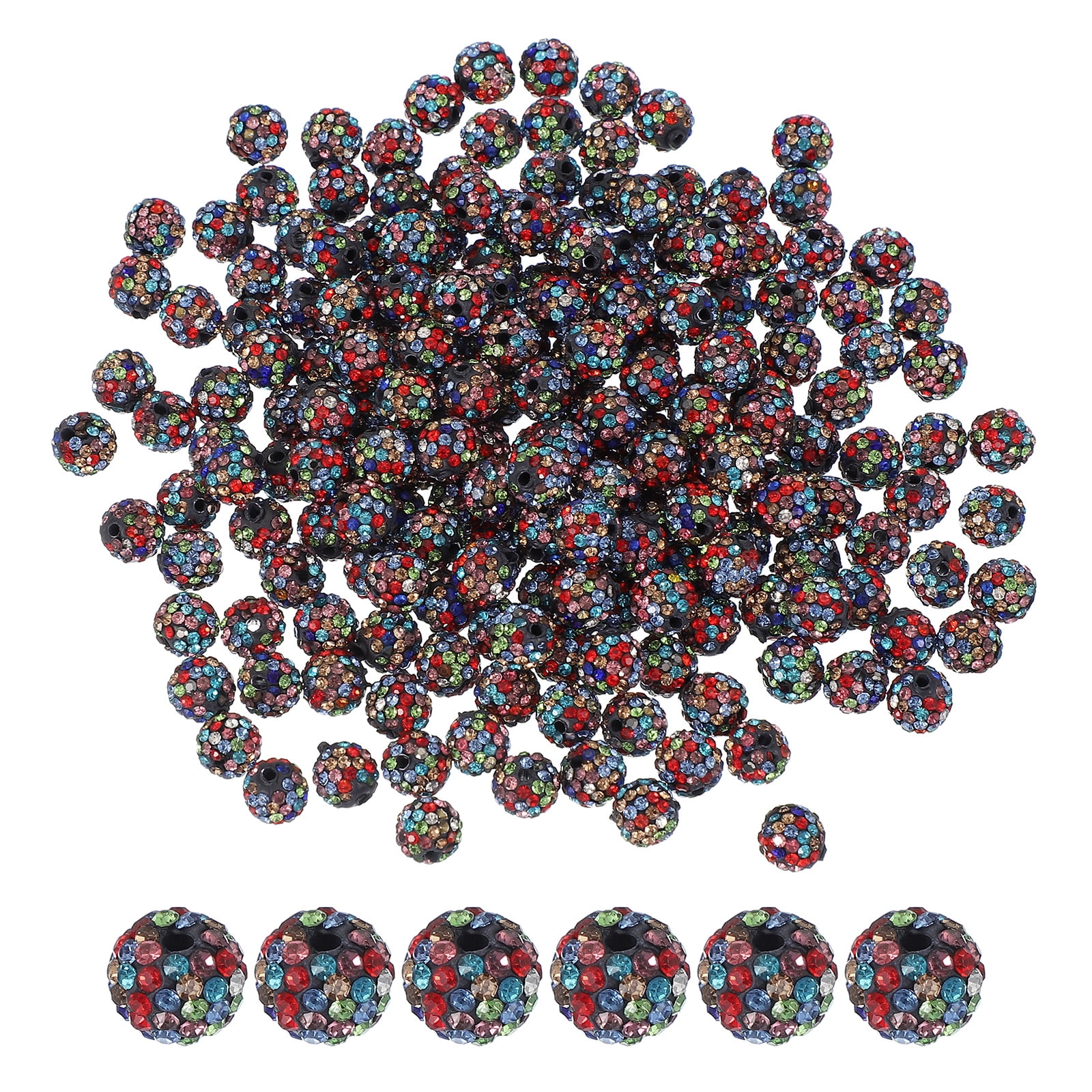 Uxcell Rhinestone Beads for Jewelry Making, Shiny Round Disco Ball Beads Black Colored