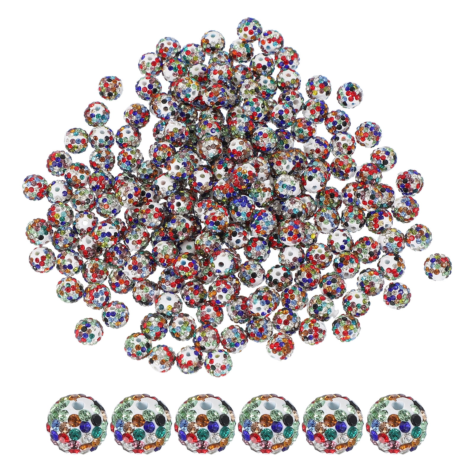 Uxcell Rhinestone Beads for Jewelry Making, Shiny Round Disco Ball Beads Colored