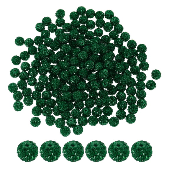 Rhinestone Beads for Jewelry Making, Shiny Round Disco Ball Beads Emerald 200 Pcs