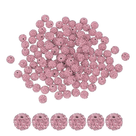 Uxcell Rhinestone Beads for Jewelry Making, Sparkle Crystal Clay Beads Pink