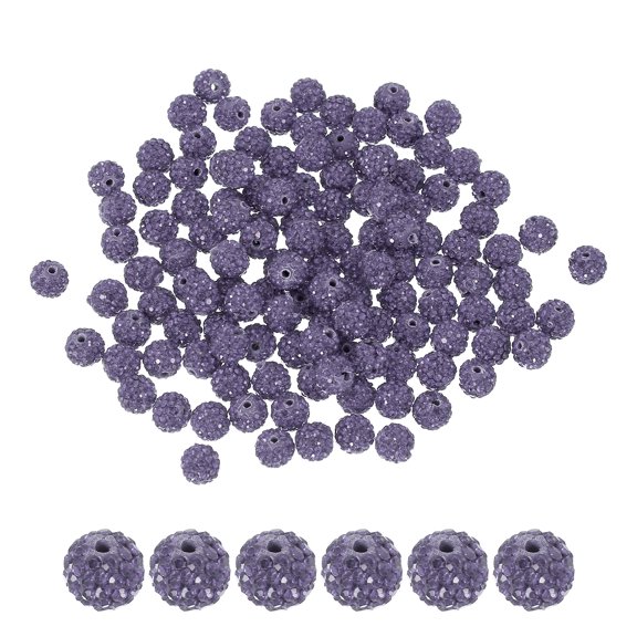 Uxcell Rhinestone Beads for Jewelry Making, Sparkle Crystal Clay Beads Purple