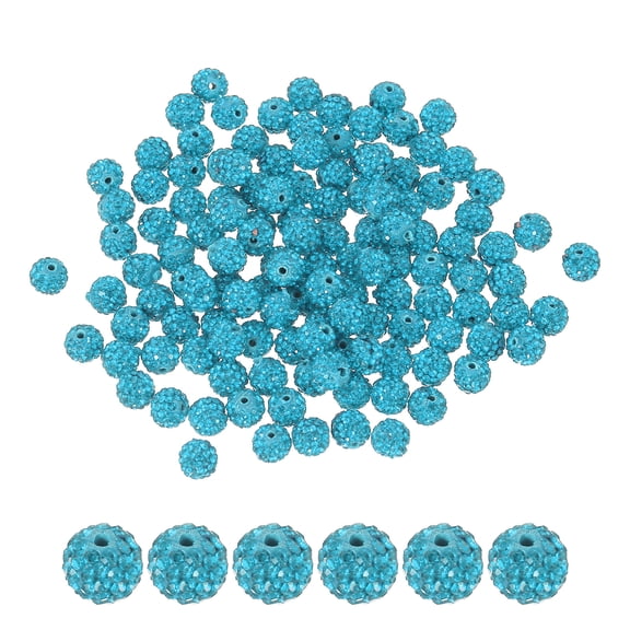 Uxcell Rhinestone Beads for Jewelry Making, Sparkle Crystal Clay Beads Sea Blue