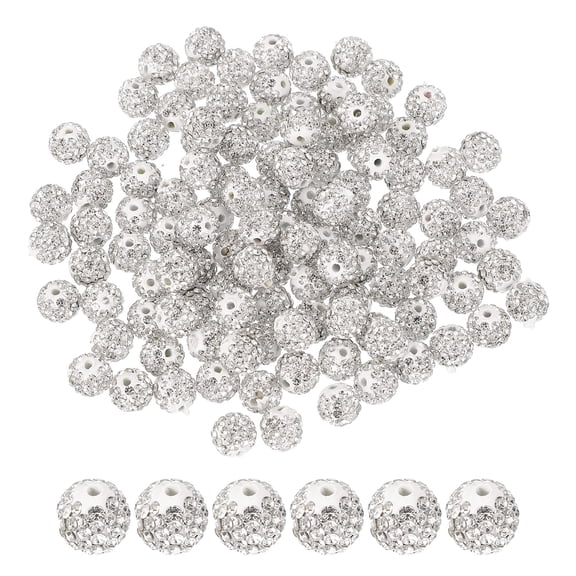 Uxcell Rhinestone Beads for Jewelry Making, Sparkle Crystal Clay Beads White