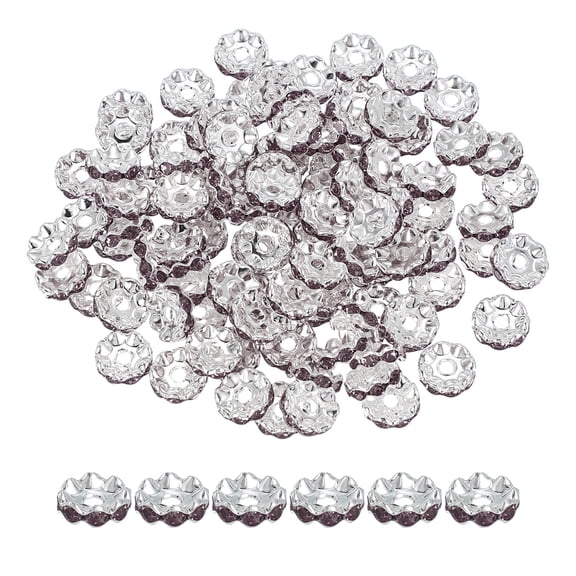 Uxcell Rhinestone Beads for Pens Making Glitters Wave Diamond Crystal Beads Charm Spacer Beads for Bracelet DIY Crafting Purple