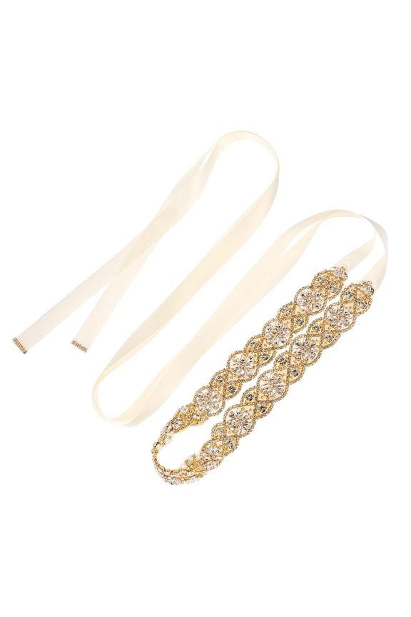 Rhinestone Bridal Belt for Wedding Dress, Handmade Crystal Belt, Gold