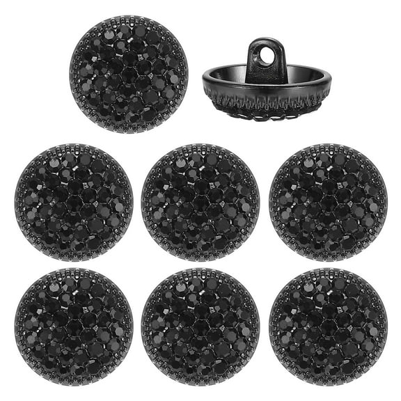 Uxcell Rhinestone Buttons, Sew on Metal Round for Clothing Decoration DIY Crafts Wedding 8 Pcs 15mm Black/Black