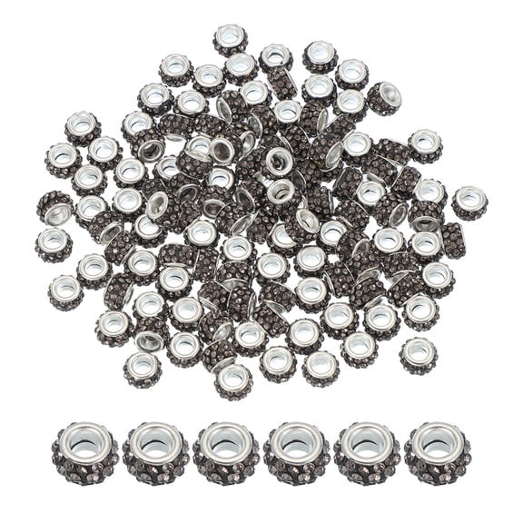 Uxcell European Large Hole Beads Rhinestone Sparkle Crystal Beads Charm Spacer for DIY Crafting Deep Red
