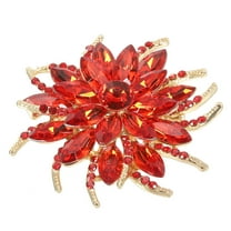 Uxcell Rhinestone Flower Brooch Pin Vintage Crystal Flower Lapel Pin Red