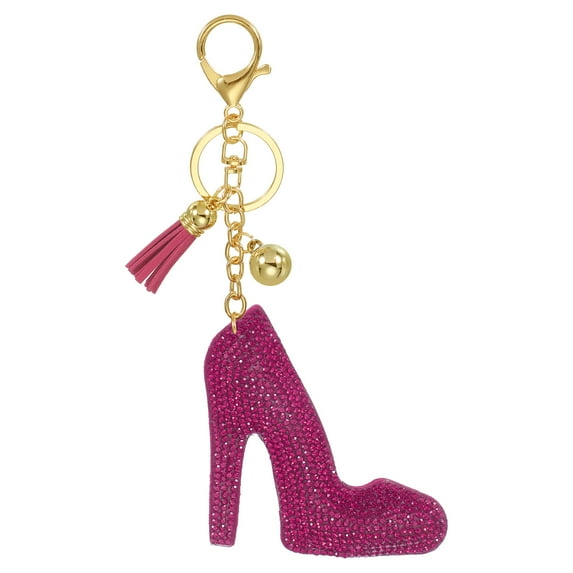 Uxcell Rhinestone Keychain Bling Keychain Accessories Crystal Key Chain for Women Purse Charm Bag Charm Rose Red