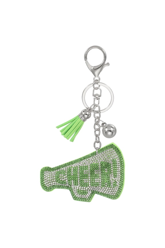 Rhinestone Keychain Cheer Keychain Bling Keychain Accessories for Women Car Key Fob Purse Charm Green & White