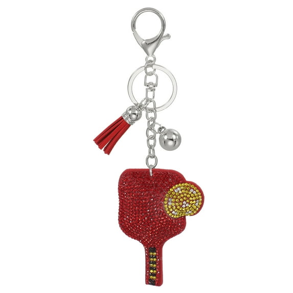 Uxcell Rhinestone Keychain Pickleball Keychain Bling Keychain Accessories Crystal Key Chain Red
