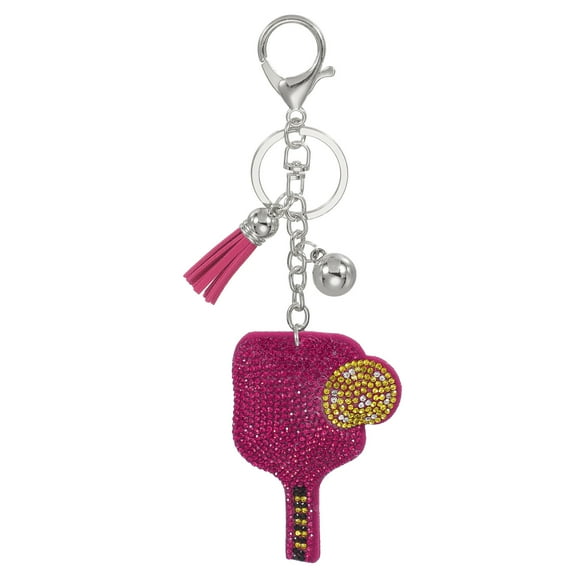 Uxcell Rhinestone Keychain Pickleball Keychain Bling Keychain Accessories Crystal Key Chain Rose Red