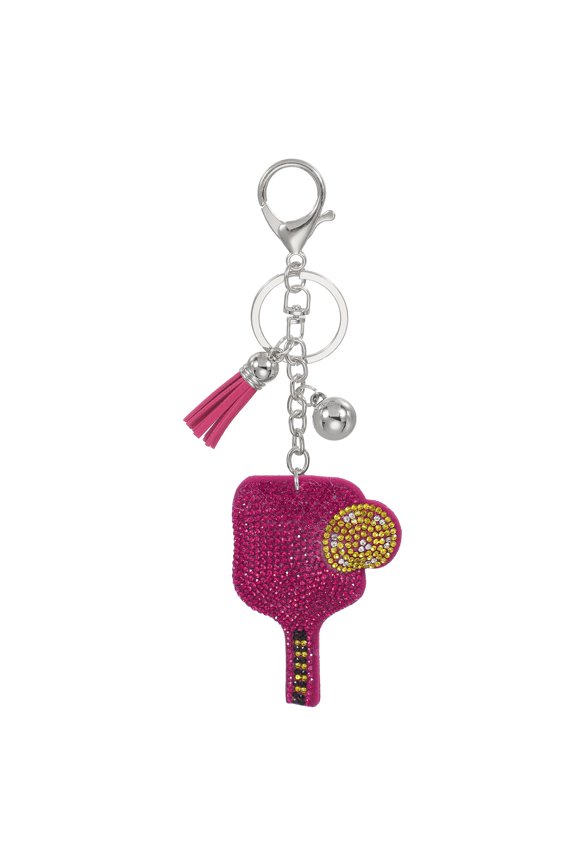 Rhinestone Keychain Pickleball Keychain Bling Keychain Accessories Crystal Key Chain Rose Red
