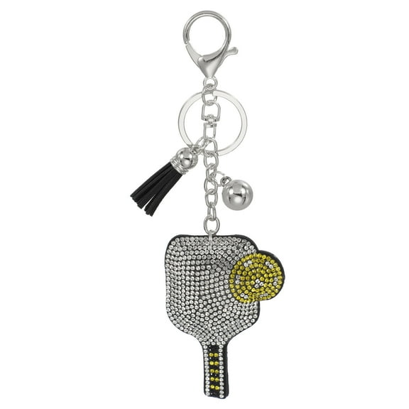 Uxcell Rhinestone Keychain Pickleball Keychain Bling Keychain Accessories Crystal Key Chain White