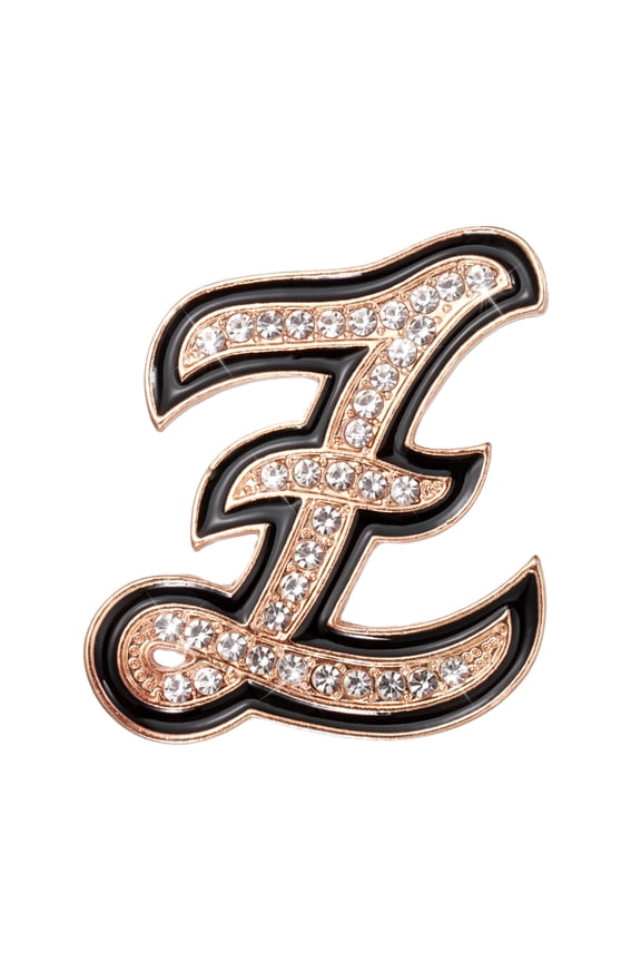 Rhinestone Letter Brooch Pins, Initial Letter Z Broaches Metal Crystal Alphabet A-Z Lapel Pin Black Edge for Women Jewelry Gift Suit Clothes Hat Dress Coat Craft, Gold Tone