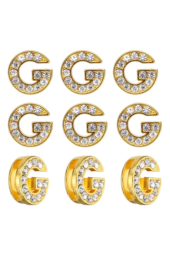 Rhinestone Letter Charm, 30Pcs 10mm Slide Wristbands Pendants Crystal Letter g Charm Pendants Alphabet A-Z for DIY Jewelry Making Necklace Bracelets, Gold Tone