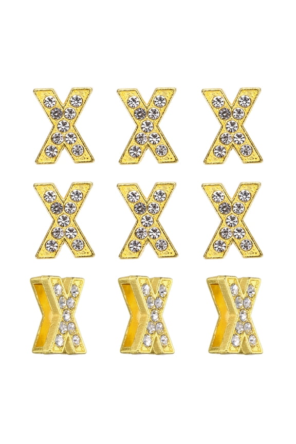 Rhinestone Letter Charm, 30Pcs 10mm Slide Wristbands Pendants Crystal Letter x Charm Pendants Alphabet A-Z for DIY Jewelry Making Necklace Bracelets, Gold Tone